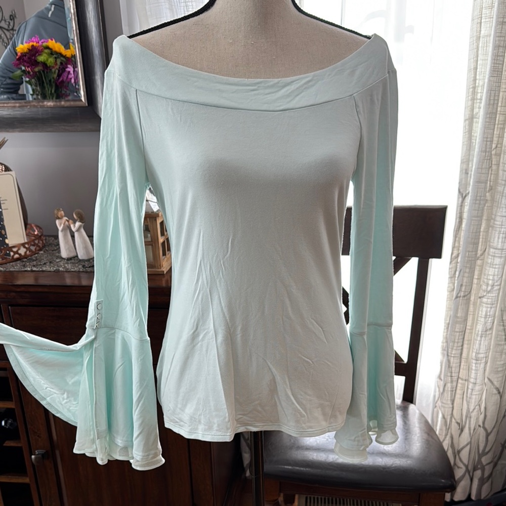 Elegant Off-Shoulder Mint Top